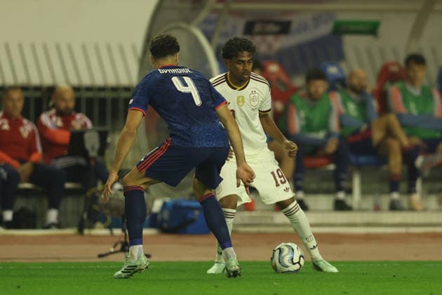 SPLIT, CROATIA - OCTOBER 06: Lamine Yamal of Spain national team, Nationalteam and Josko Gvardiol of Croatia National Team battle for the ball during the UEFA Nations League Group A3 match between Croatia and Spain at Stadion Poljud on October 06, 2026 in Split, Croatia. Photo SFSI Croatia national team v Spain National team - UEFA Nations League 2026 27 Copyright: xSFSIx