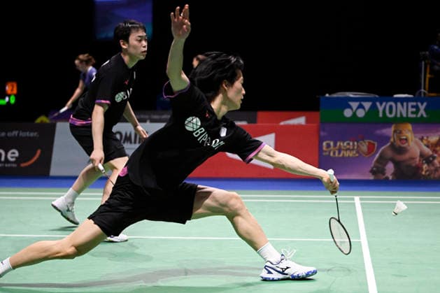 Kakeru Kumagai (R) and Hiroki Nishi of Japan in action during the badminton Clash of Clans Arctic Open 2026 tournament in Vantaa, Finland, on October 7, 2026. - ANTTI AIMO-KOIVISTO Vantaa Finland 2Ip20jKpqbg  Copyright: xAnttixAimo-Koivistox 2Ip20jKpqbg
