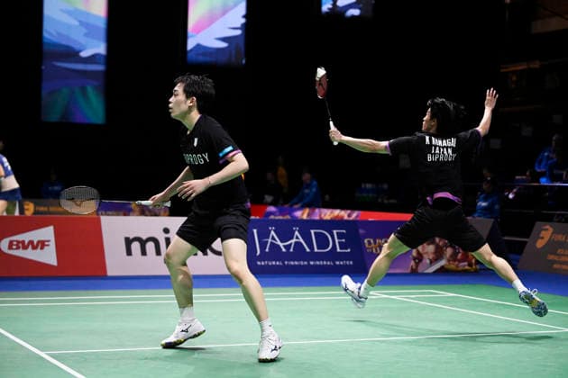 Kakeru Kumagai (R) and Hiroki Nishi of Japan in action during the badminton Clash of Clans Arctic Open 2026 tournament in Vantaa, Finland, on October 7, 2026. - ANTTI AIMO-KOIVISTO Vantaa Finland bZjz0NAu94A  Copyright: xAnttixAimo-Koivistox bZjz0NAu94A