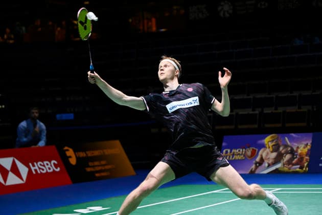 Anders Antonsen of Denmark in action during the badminton Clash of Clans Arctic Open 2026 tournament in Vantaa, Finland, on October 7, 2026. - ANTTI AIMO-KOIVISTO Vantaa Finland AF5NJ-L3tvU  Copyright: xAnttixAimo-Koivistox AF5NJ-L3tvU