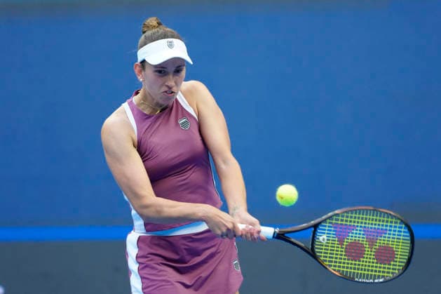 2026 China Open Women s Singles Round of 16 match in Beijing - 07 Oct. Elise Mertens of Belgium seen in action against Coco Gauff of the United States (Not in picture) during Women s Singles Round of 16 match on day eight of China Open at the National Tennis Center. Beijing China Copyright: xPolyxFeix xSOPAxImagesx 20261007_7007_097
