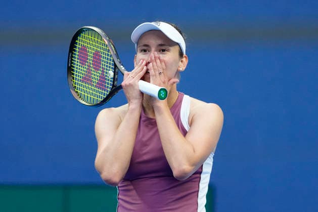 2026 China Open Women s Singles Round of 16 match in Beijing - 07 Oct. Elise Mertens of Belgium celebrates winning against Coco Gauff of the United States (Not in picture) during Women s Singles Round of 16 match on day eight of China Open at the National Tennis Center. Beijing China Copyright: xPolyxFeix xSOPAxImagesx 20261007_7065_102