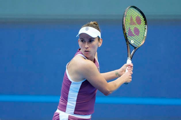 2026 China Open Women s Singles Round of 16 match in Beijing - 07 Oct. Elise Mertens of Belgium seen in action against Coco Gauff of the United States (Not in picture) during Women s Singles Round of 16 match on day eight of China Open at the National Tennis Center. Beijing China Copyright: xPolyxFeix xSOPAxImagesx 20261007_7001_109