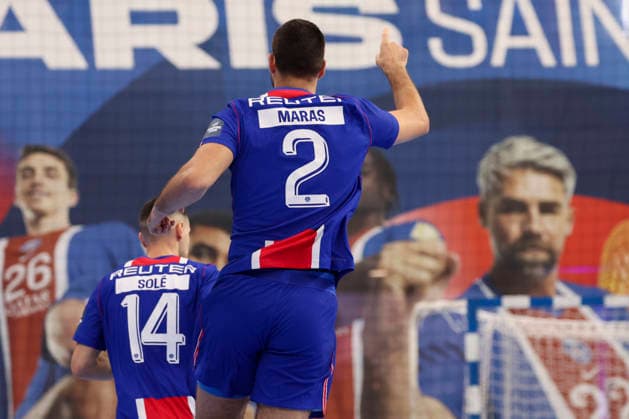 HANDBALL : Paris Saint Germain Vs Celje - Ligue des Champions - 07 10 2026 Joie - Mateo Maras (Paris Saint-Germain) - Ferran Sole (Paris Saint-Germain) ParisFrance  Copyright: xMichaelxBaucherx
