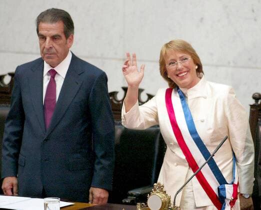 Eduardo Frei (CHI Kongressvorsitzender Chile) und Michelle Bachelet (CHI Staatspräsidentin Chile) anlässlich ihrer Vereidigung zur Präsidentin im Chilenischen Kongress in Valparaiso  (wax20060311102)