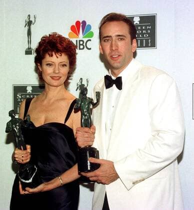 Schauspieler Nicolas Cage (USA) und Schauspielerin Susan Sarandon (beide USA) anlässlich der 2nd Annual Screen Actors Guild Awards in Santa Monica -  (LAP96022410)