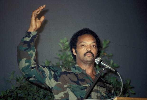 Politiker Jesse Jackson (USA) anlässlich eines Besuchs der Soldaten der US- Army in Kaiserslautern