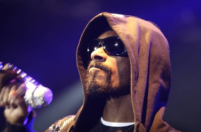 Rapper Snoop Dogg während eines Konzerts in München
