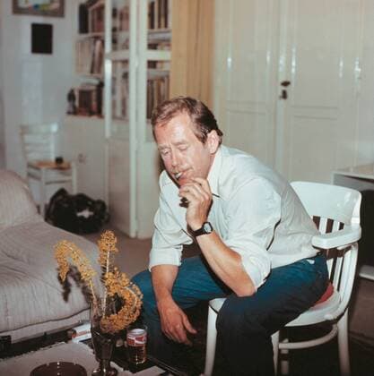 Playwright and dissident Vaclav Havel smokes cigarette at home, July 1989. CTK Photo Karel Kestner  CTKPhoto00332044