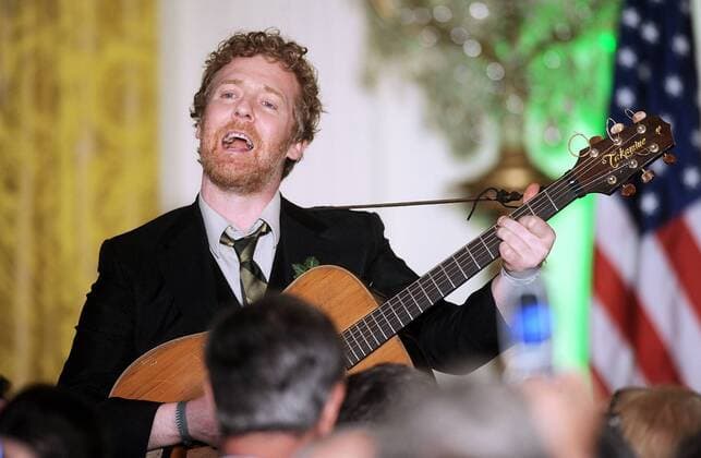 Glen Hansard, frontman of The Frames and star of the movie Once, performed before the president arrived, singing Irish songs during a St. Patrick s Day reception in the East Room of the White House in Washington, DC, March 17, 2011.  WAX20110318302