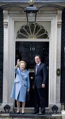 British Prime Minister David Cameron with former Prime Minister Baroness Margaret Thatcher outside Number 10 Downing Street, Tuesday June 8, 2010. AndrewxParsonsx xi-images  AJP