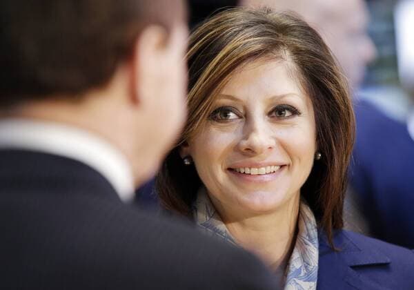 CNBC Anchor Maria Bartiromo stands on the floor of the New York Stock Exchange before the closing bell on Wall Street In New York City on April 12, 2013. Stocks closed lower retreating from the previous session s record levels as financials dropped, though major indexes notched strong gains for the week.  NYP20130412103