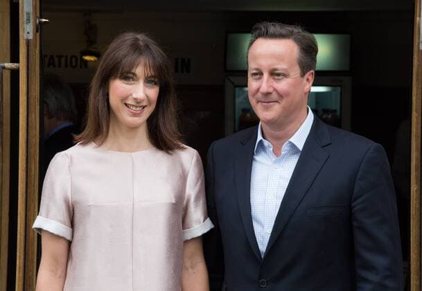 David Cameron and his wife Samantha voting this morning. The Prime Minister David Cameron and his wife Samantha Cameron leaving the polling station early this morning for voting in the European Elections at Central Hall, Westminster, London, United Kingdom. Thursday, 22nd May 2014. DanielxLeal-Olivasx xi-Images  IIM-2293-0008