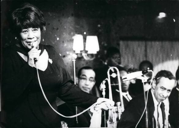 Jan. 01, 1967 - Carnival In Munich : One of the most important carnival -festivals of the German carnival took place on January 21. In Munich. The stars of the brilliant night were the famous queen of Jazz Ella Fitzgerald with duke Ellington and his band, and the Little girl from Paris, Mireille Mathieu. More than one hundred stars all over the world were present. picture shows Ella Fitzgerald during her show.  - ZUMAk09