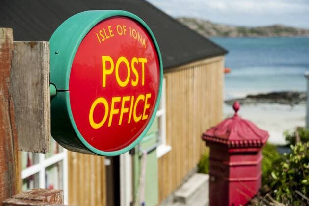 UK, Scotland, Inner Hebrides, Iona, sign of post office  PA000207