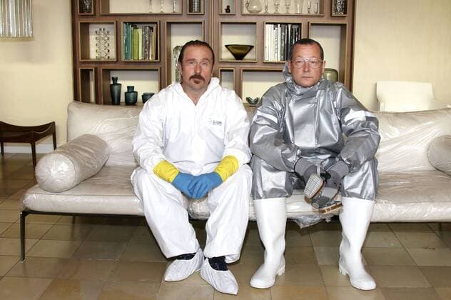 Bjarne Maedel und Matthias Brandt beim Fototermin am Set der NDR Comedy-Serie Der Tatortreiniger . Hamburg, 19.09.2014 xgbrcix xFuturexImage