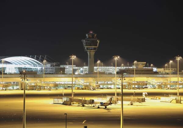 Germany, Munich, View of munich airport at night  WBF000107