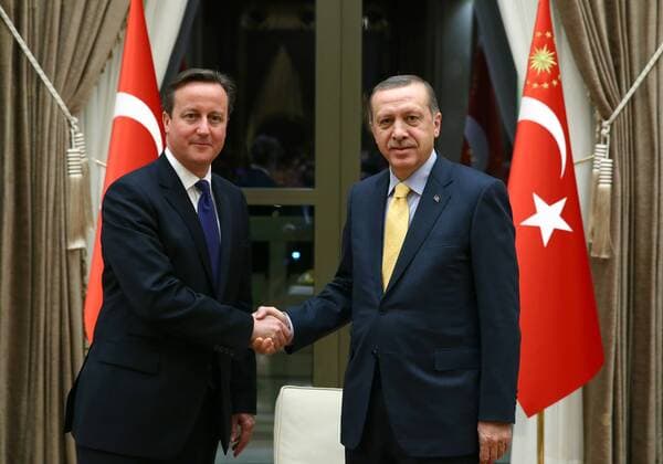 (141209) -- ANKARA, Dec. 9, 2014 -- Turkish President Recep Tayyip Erdogan (R) meets with visiting British Prime Minister David Cameron in Ankara, Turkey, on Dec. 9, 2014. ) TURKEY-ANKARA-PRESIDENT-BRITAIN-PM-MEETING TurkishxPresidentialxPalace 