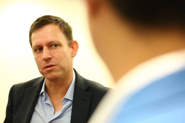 BEIJING, CHINA - FEBRUARY 27: (CHINA OUT) Peter Thiel, co-founder of PayPal Inc., speaks during a forum themed on entrepreneurship and investment at China National Convention Center on February 27, 2015 in Beijing, China.  CFP463855132