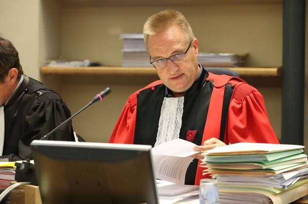Chairman of the court, Philippe Morandini pictured during the third day of the trial of former politician Bernard Wesphael before the Assize Court of the Hainaut province in Mons, Wednesday 21 September 2016. Wesphael is accused of the murder of his wife Veronique Pirotton, who died in a hotel room in Oostende on 31 October 2016.  VIRGINIExLEFOUR 04936887