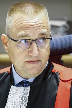Chairman of the court, Philippe Morandini pictured during the fifth day of the trial of former politician Bernard Wesphael before the Assize Court of the Hainaut province in Mons, Monday 26 September 2016. Wesphael is accused of the murder of his wife Veronique Pirotton, who died in a hotel room in Oostende on 31 October 2016.  THIERRYxROGE 04940924