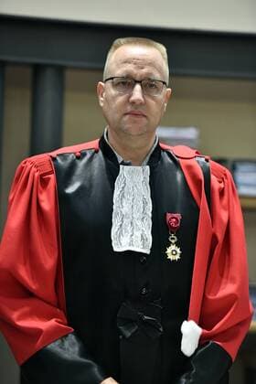 Chairman of the court, Philippe Morandini pictured during the sixth day of the trial of former politician Bernard Wesphael before the Assize Court of the Hainaut province in Mons, Tuesday 27 September 2016. Wesphael is accused of the murder of his wife Veronique Pirotton, who died in a hotel room in Oostende on 31 October 2016.  ERICxLALMAND 04941373