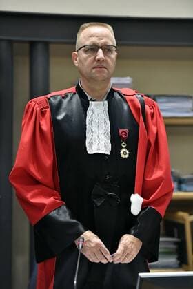 Chairman of the court, Philippe Morandini pictured during the sixth day of the trial of former politician Bernard Wesphael before the Assize Court of the Hainaut province in Mons, Tuesday 27 September 2016. Wesphael is accused of the murder of his wife Veronique Pirotton, who died in a hotel room in Oostende on 31 October 2016.  ERICxLALMAND 04941374