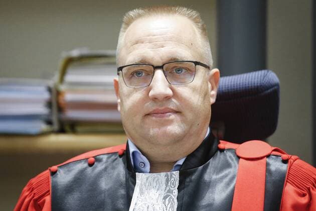 Chairman of the court Philippe Morandini pictured during the seventh day of the trial of former politician Bernard Wesphael before the Assize Court of the Hainaut province in Mons, Wednesday 28 September 2016. Wesphael is accused of the murder of his wife Veronique Pirotton, who died in a hotel room in Oostende on 31 October 2016.  THIERRYxROGE 04942069
