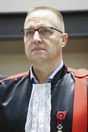 Chairman of the court Philippe Morandini pictured during the seventh day of the trial of former politician Bernard Wesphael before the Assize Court of the Hainaut province in Mons, Wednesday 28 September 2016. Wesphael is accused of the murder of his wife Veronique Pirotton, who died in a hotel room in Oostende on 31 October 2016.  THIERRYxROGE 04942070