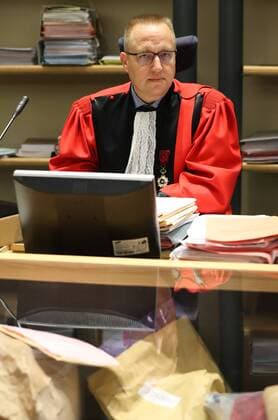 Chairman of the court, Philippe Morandini pictured during the twelfth day of the trial of former politician Bernard Wesphael before the Assize Court of the Hainaut province in Mons, Thursday 06 October 2016. Wesphael is accused of the murder of his wife Veronique Pirotton, who died in a hotel room in Oostende on 31 October 2016.  VIRGINIExLEFOUR 04948384