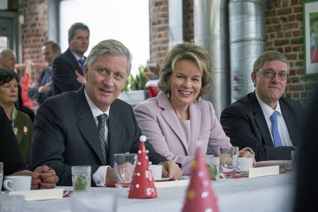 King Philippe - Filip of Belgium and Queen Mathilde of Belgium pictured during a Royal visit to non-profit vzw Buurtwerk Chambery asbl Buurtwerk Chambery, on Thursday 22 December 2016, in Etterbeek, Brussels. Â