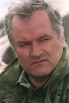 FILE PHOTO - Fugitive Bosnian Serb war crimes suspect RATKO MLADIC has been arrested in Serbia after 16 years on the run. Mladic, 69, was found in the village of Lazarevo in northern Serbia where had been living under an assumed name. He faces charges over the massacre of at least 7,500 Bosnian Muslim men and boys at Srebrenica in 1995. PICTURED: PICTURED: Apr. 16, 1994 - Gorazde, Bosnia and Herzegovina - Former Serb Army Commander RATKO MLADIC, right, near the town of Gorazde during the Bosnian War. - ZUMAs106 19940416_jas_s107_007 Copyright: xDraganxStankovichx