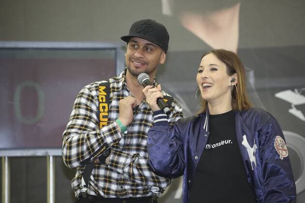 Bergisch-Gladbach, Germany 10.05.2017, Charity Event, Duell der Maschinen, Tim Wiese vs JP Kraemer, Jeannine Michaelsen mit Jean Pierre JP Kraemer ( DeFodi512
