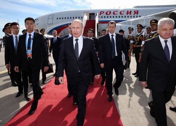 (170514) -- BEIJING, May 14, 2017 -- Russian President Vladimir Putin arrives in Beijing, capital of China, May 14, 2017, to attend the Belt and Road Forum (BRF) for International Cooperation. ) (zhs) (BRF)CHINA-BEIJING-RUSSIAN PRESIDENT-ARRIVAL (CN) JinxLiwang