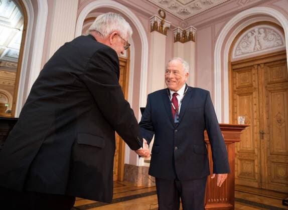12.09.2017. Tallinn. Professor Kurt Wüthrich was given the medal of Academician Endel Lippmaa at the Estonian Academy of Sciences. The metal will give over Tarmo Soomer Tallinn Harjumaa Estonia  Copyright: xLiisxTreimannx