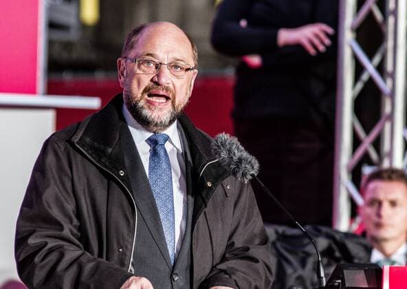 September 14, 2017 - New York City, New York, United States of America - Just ten days before the German national elections, former European Parliament President and SPD party head Martin Schulz appeared at MunichÃ¢â‚¬â ¢s famed Marienplatz in an attempt to rally support for what analysts see as a faltering challenge to incumbent Angela Merkel. Schulz has been seen as the source for a resurgence of the previously-faltering SPD (left-wing) party that was previously headed by Vice-Chancellor and Foreign Minister Sigmar Gabriel. However, after a series of regional losses, support appears to have plateaued, with early polls indicating between 36-40% for Merkel and 22-24% for Schulz (source: Welt N24). The Institute for Demographics in Allensbach has indicated that 46% of voters are still undecided- a statistic the SPD is betting on to try and pull an upset victory. New York City United S - ZUMAb160 20170914_zbp_b160_028 Copyright: xSachellexBabbarx