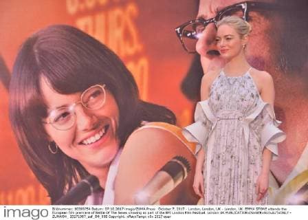 October 7, 2017 - London, London, UK - London, UK. EMMA STONE attends the European film premiere of Battle Of The Sexes showing as part of the BFI London Film Festival. London UK - ZUMAl94_ 20171007_zaf_l94_008 Copyright: xRayxTangx