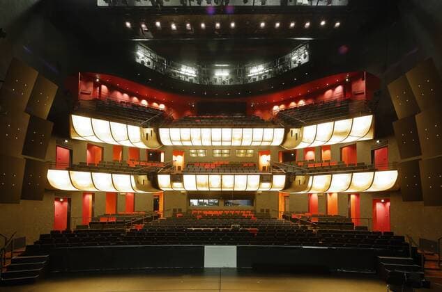 State Theatre in Mainz Rhineland Palatinate Huge House Auditorium Audience hall Auditorium Lighting technology Lighting technology only to editorial Use D Mainz Rhine Rhine Main Area Rhineland Rhineland Palatinate Stat