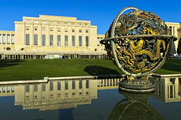 Celestial Ball Woodrow Wilson Memorial Sphere League of Nations United Nations Geneva Switzerland Europe Copyright: imageBROKER GuenterxFischer iblgva04607158.jpg