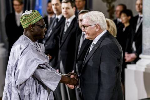 Frank Walter Steinmeier s SPD President receive the Ambassador of Chad Abdoulaye Senoussis Mahamat at the new year reception for which in Germany accredited Ambassador to the Federal President in Schloss Bellevue in Berlin 11 01 2018 Berlin Germany Copyright: xMichaelxGottschalk photothek.netx