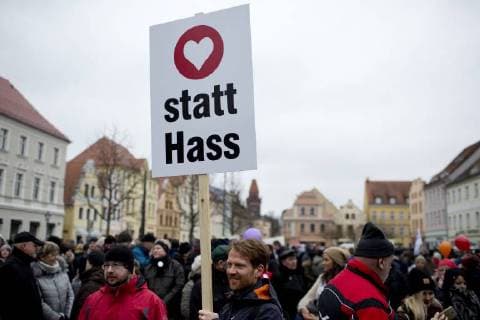 Germany Cottbus Brandenburg first refugee demonstration 03 02 2018