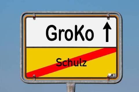 Icon image to fail by Martin Schulz SPD signs with inscription Groko and Schulz