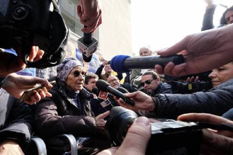 Naples, Italy - 17 February 2018 - Emma Bonino, Member of the European Parliament, former EU Commissioner for Emergency Humanitarian Aid, Consumer Policy and Fisheries, during a press conference at the hypogeum of the Incoronata Basilica Madre del Buon Consiglio in Naples. The former EU Commissioner is the leader of the PIU EUROPA (PiÃ¹ Europa) party for the upcoming Italian government elections on March 4, 2018. 17 02 2018, Naples, Italy  Copyright: xMarioxLaportax xIPAx xKontrolabx