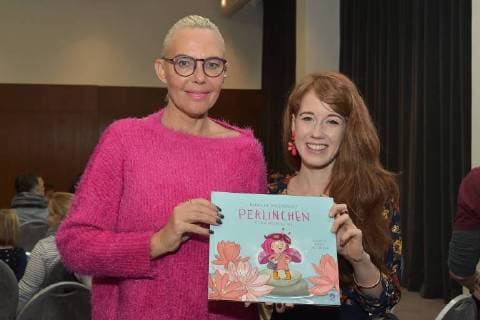 Natascha Ochsenknecht Bianca Faltermeyer Natasha Ochsenknecht presents her first childrens book Perlinchen I am different and a bright pink Kaeferchen takes off at Hotel Ellington n Berlin on 22 02 2018
