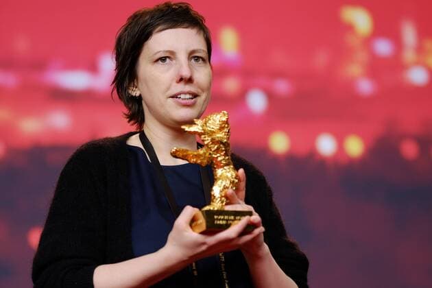 Director Adina Pintilie with the Golden Bear for the Best Film on the occasion of the award ceremony of the 68 Berlin International Film Festival snapshot photography xSeeliger