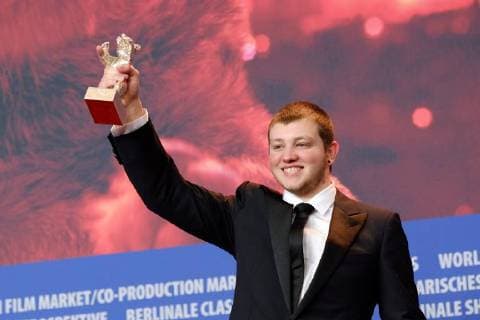 Actor Anthony Bajon with the Silver Bear for Best Actor on the occasion of the award ceremony of the 68 Berlin International Film Festival snapshot photography xSeeliger