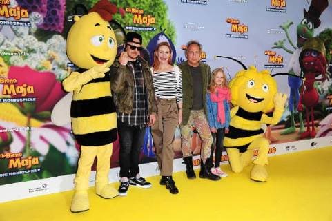 Jan Delay Andrea Sawatzki Uwe Ochsenknecht and Theresa Zertani at the The Bee Maja The Honey Games Film Premiere on 25 02 2018 in Munich The Bee Maja The Honey Games Film Premiere in Munich 2018