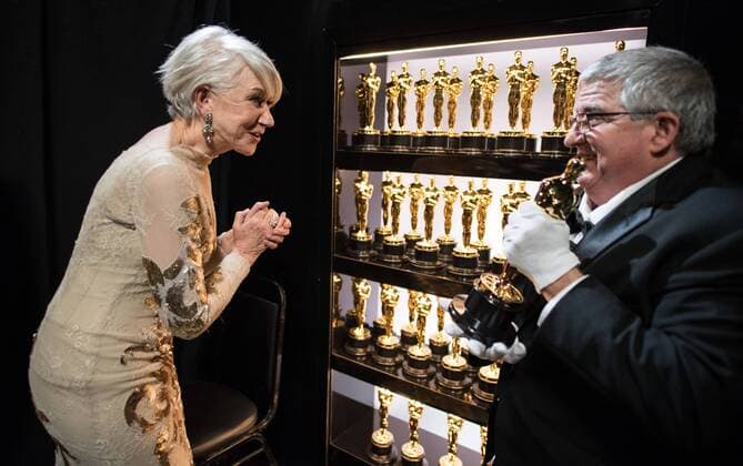 Helen Mirren backstage during the live ABC Telecast of The 90th OscarsÂ® at the DolbyÂ® Theatre in Hollywood, CA on Sunday, March 4, 2018.  Copyright: xMattxPetitx 33546_429PLX