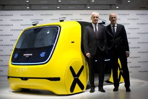 Germany Berlin Annual Press Conference of Volkswagen AG Matthias Müller Frank Witter on the VW Sedric 13 03 2018