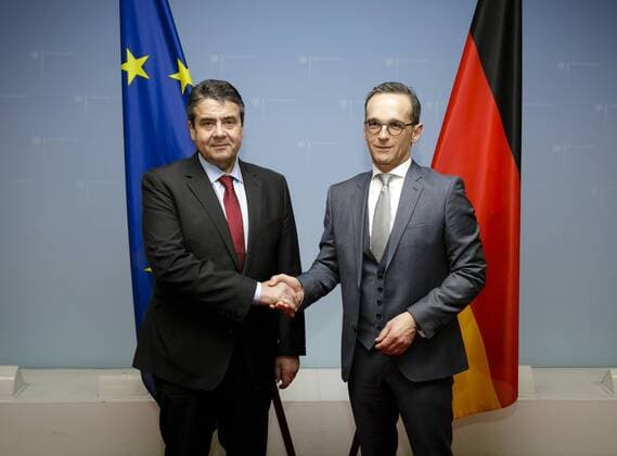 Assignment of office in the Foreign Office with the new Federal Foreign Minister Heiko Maas SPD and his Amtsvorgaenger Sigmar Gabriel Berlin 14 03 2018 Berlin Germany Copyright: xThomasxKoehler photothek.netx